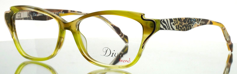DIVA TREND 8122 C.L75 Lime Womens Cat Eye Full Rim Eyeglasses 52-16-138 B:36 B