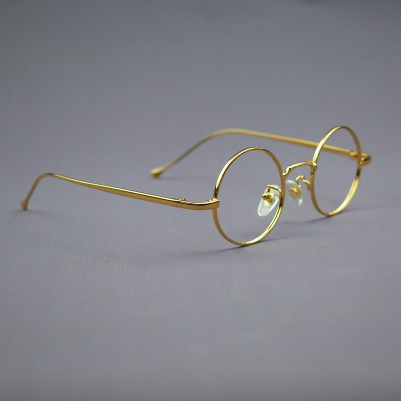 Vintage Round 40mm Gold Eyeglasses Frames Mens Women Glasses Full Rim Retro gallery
