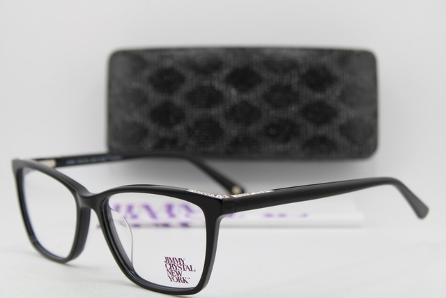 NEW JIMMY CRYSTAL NEW YORK SWAROVSKI NOIR BLACK GOLD AUTHENTIC EYEGLASSES 56-16