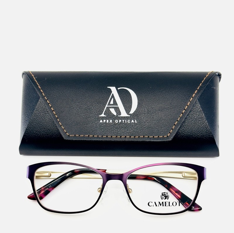 CAMELOT LADY RACHEL PURPLE Gold Womens Semi Cat Eye Eyeglasses 52-16-135 B:35
