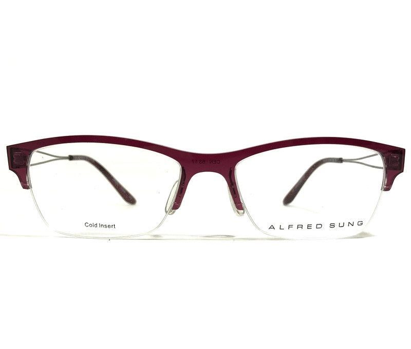 Alfred Sung Eyeglasses Frames AS5039 BURG CEN Rectangular Half Rim 53-17-140