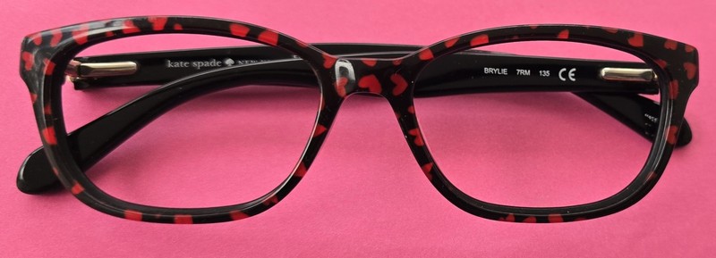 Kate Spade Eye Glasses Frame Red Hearts Print Brylie 7RM 50 16 135