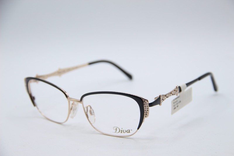 NEW DIVA 5462 C.2 BLACK GOLD CRYSTALS AUTHENTIC FRAMES EYEGLASSES 52-15