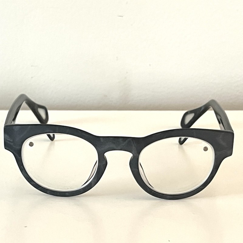 Theo Mille +45 Eyeglasses Frames Grey Print Modern Round Belgium Authentic Rare