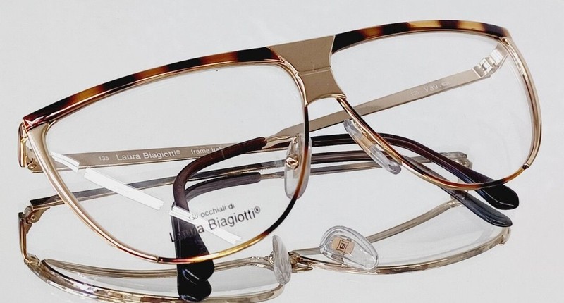Vintage LAURA BIAGIOTTI eyeglasses V89 63E NEW metal Gold – Tortoise 60-08-135