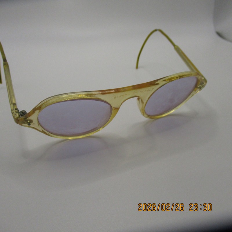 Vintage AO Safety American Optical Clear Yellow Goggles Eyeglass Frames Cable