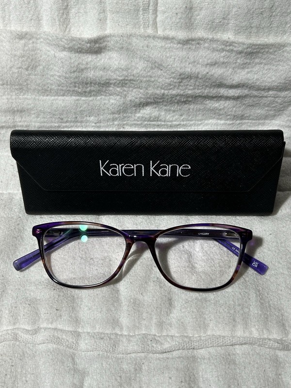 Karen Kane Chicory Violet Stripe Eyeglasses & Karen Kane Eyeglasses Case