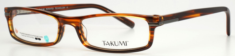 TAKUMI T9658 Clip 010 Brown Horn Unisex Rectangle Eyeglasses 52-17-140 B:24 gallery