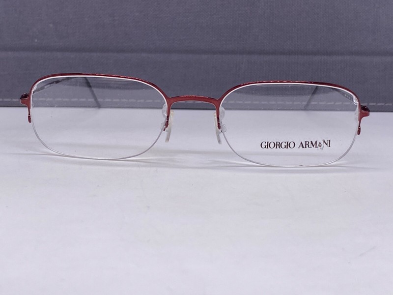 Giorgio Armani Eyeglasses Frames Men Woman Red Square Large Semi-Rimless 1056 52 gallery
