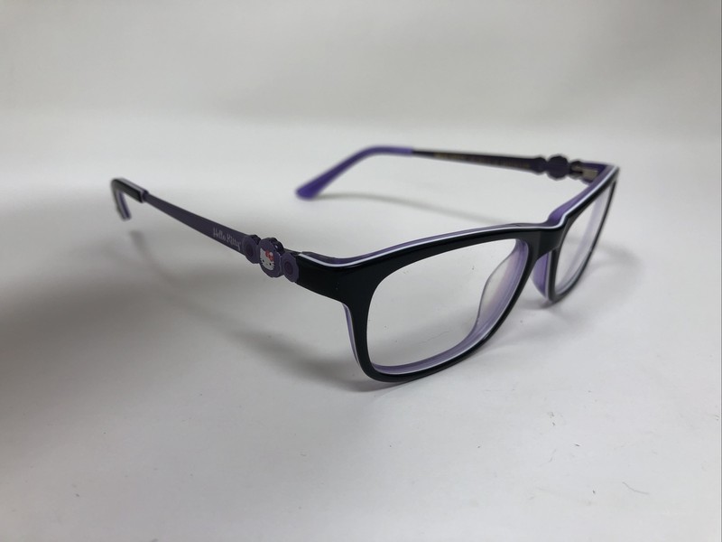 HELLO KITTY EYEGLASS FRAME HK 257-3 46-15-125 black purple flex hinge kids 2352 gallery
