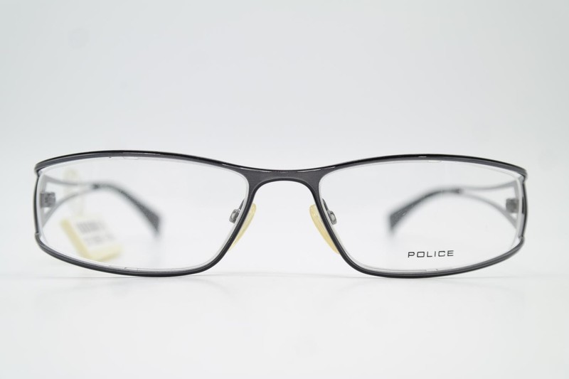 Police V8368 Silver Black Square Eyeglasses Frame New