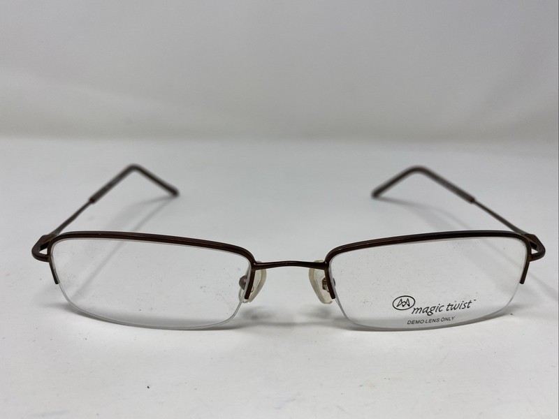 Magic Twist MTW 128 BRN 53-19-140 Brown Metal Half Rim Eyeglasses Frame +V31