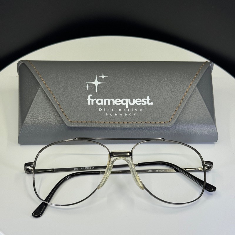 VTG JUBILEE J5882 GUN Unisex Gunmetal Aviator Full Rim Eyeglasses FRAMES ONLY