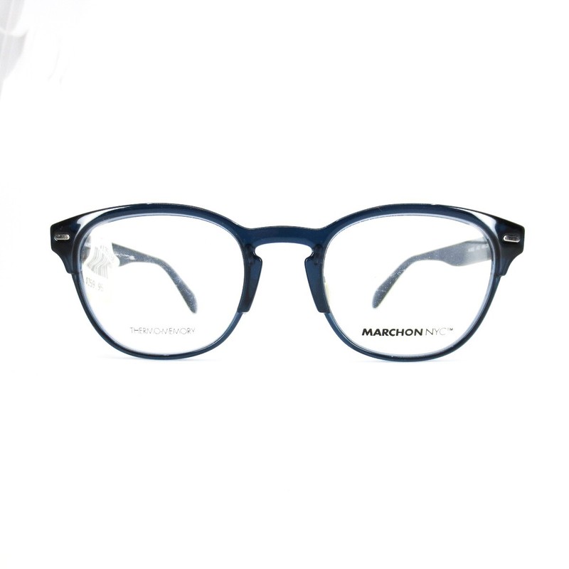 Marchon NYC Eyeglasses Frames M-3802 412 Navy Round Blue Clear 49-20-145