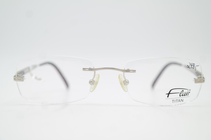 Flair 763 TITAN Silver Brown Rimless Eyeglasses Frame New