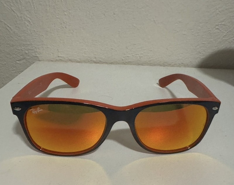 Ray Ban RB 2132 789/3f Orange Frame Blue Lens Wayfarer 55mm Sunglasses gallery