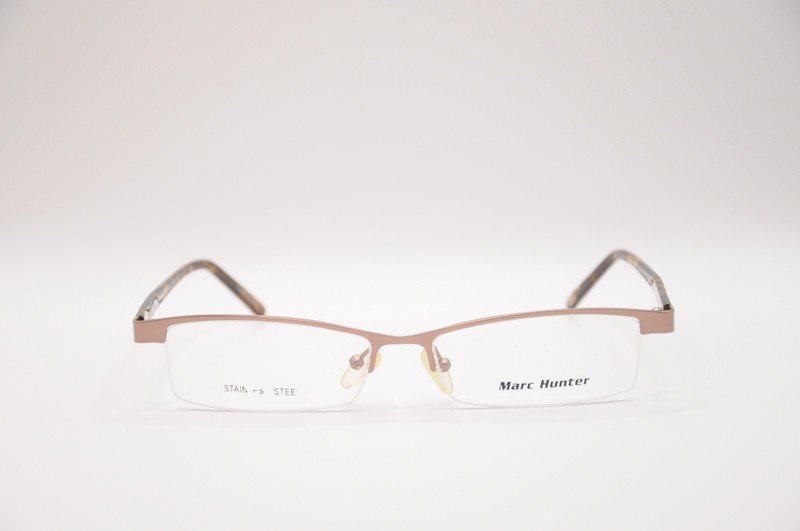 MARC HUNTER 7221 RECTANGLE HALF RIM EYEGLASS FRAMES SATIN BROWN 55-16-140 NEW