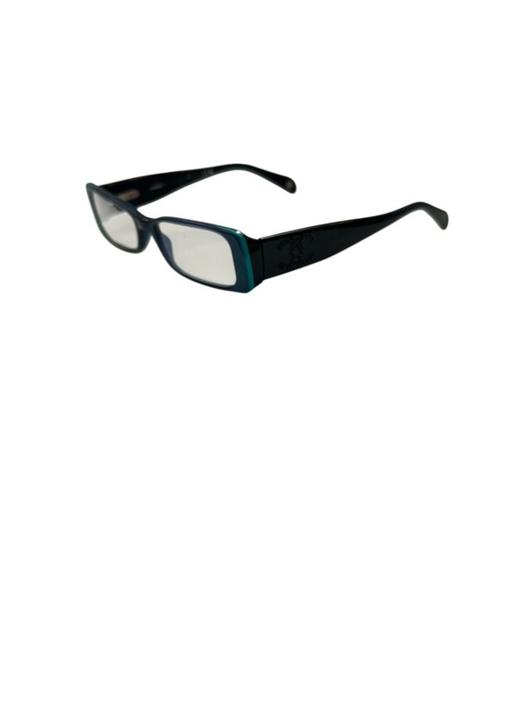 SALE CHANEL Black Blue Rectangle Eyeglasses BC 0254133 CC Rhinestone Logo