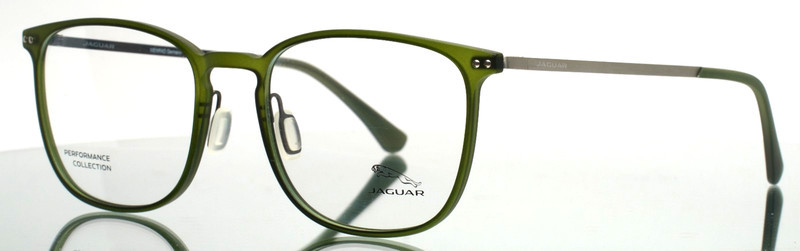 JAGUAR 36813 4100 Olive Green Mens Square Full Rim Eyeglasses 52-18-140 B:42