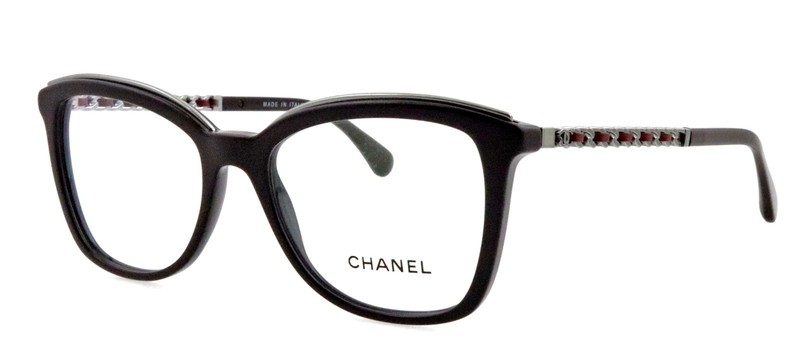 New CHANEL CH 3351-Q 1461 51mm Burgundy Red Leather Chain Eyeglasses Italy
