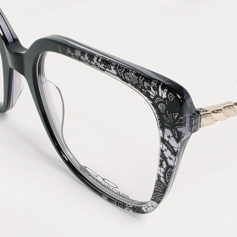 Bourgeois CH6923 Women's Square / Cat Eye Glasses in Black Floral | Size: 52mm gallery