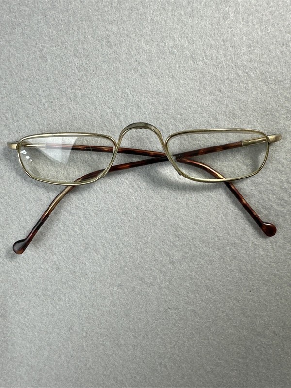 Vintage Ronsir Eyeglasses Gold Metal Frames Tortoise Arms Square Optical Glasses gallery