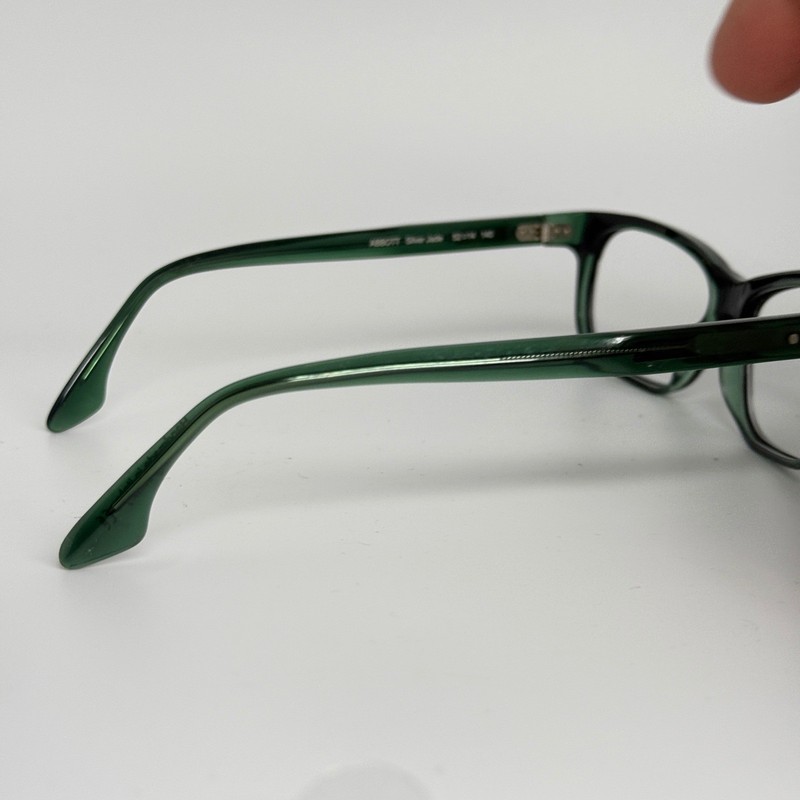 Claire Goldsmith Abbott Silver Jade Eyeglasses Frames 52-14-140 Green Rectangle gallery