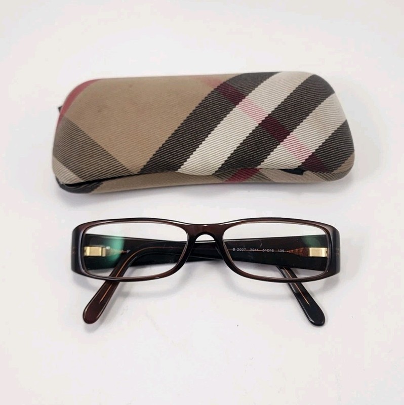 Burberry Eyeglasses Frames B 2007 3011 Brown Nova Check 510-16-135 in Case