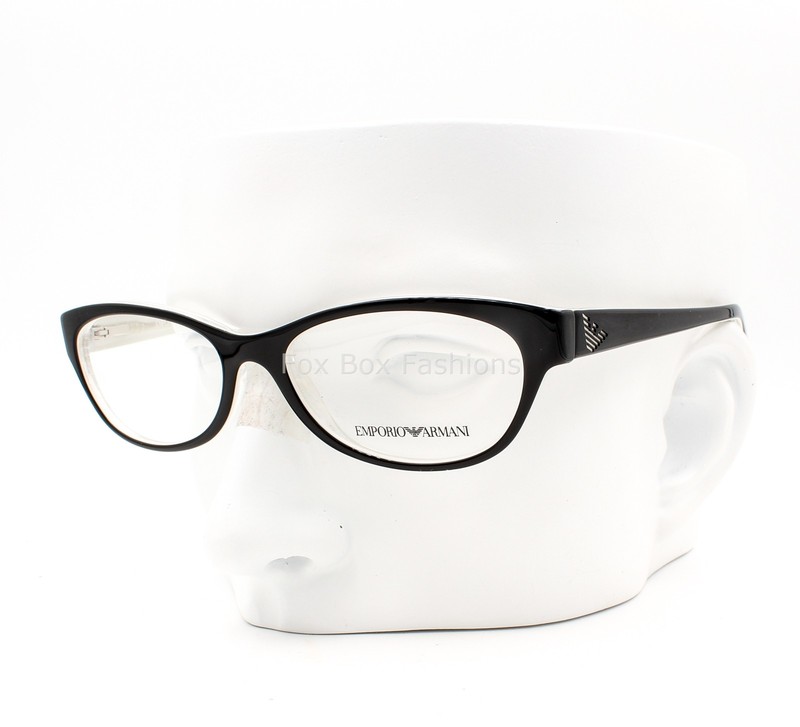 Emporio Armani EA 3008 5051 Eyeglasses Glasses Black on Crystal Clear 51-16-135