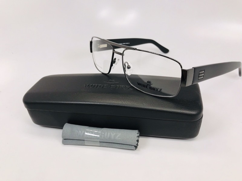 New Wide Guyz Gunmetal & Black SHANK Eyeglasses 60mm for The Stylish Large Man