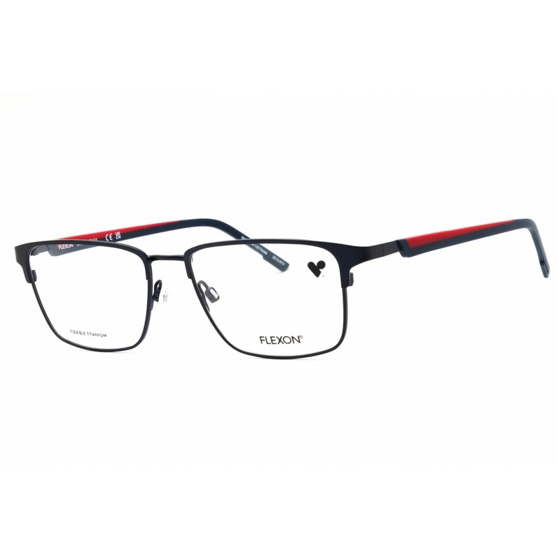 Flexon Men’s Eyeglasses Satin Navy/Red Metal Rectangular Shape Frame E1154N 419