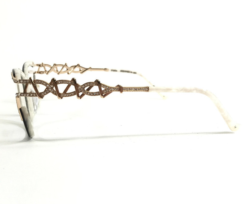 Tura Brilliance Eyeglasses Frames TE272 BLK Black Ivory Gold Crystals 54-16-145 gallery