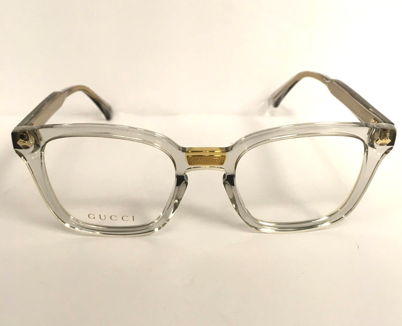 Gucci Opulent Luxury Designer Eyeglasses Transparent with Gold Accents, GG184O