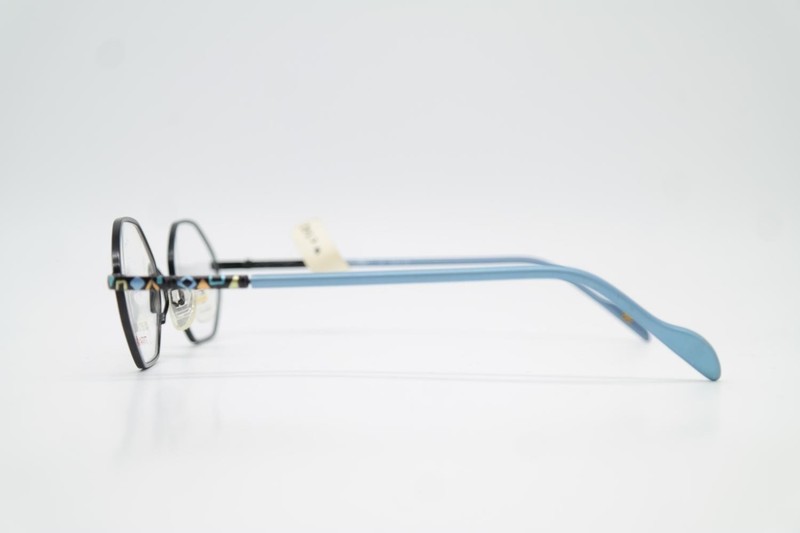 Vintage TITANFLEX 3720 Eyeglass Frame Square Blue Black Titan 130mm gallery