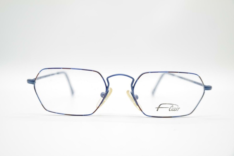 Vintage Flair 249 Blue Brown Oval Glasses Eyeglass Frame NOS
