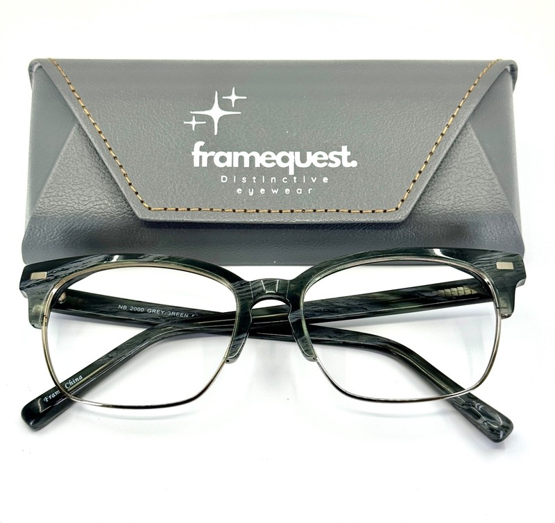 UNBRANDED NB 2000 GREY GREEN Unisex Square Full Rim Eyeglasses FRAMES ONLY