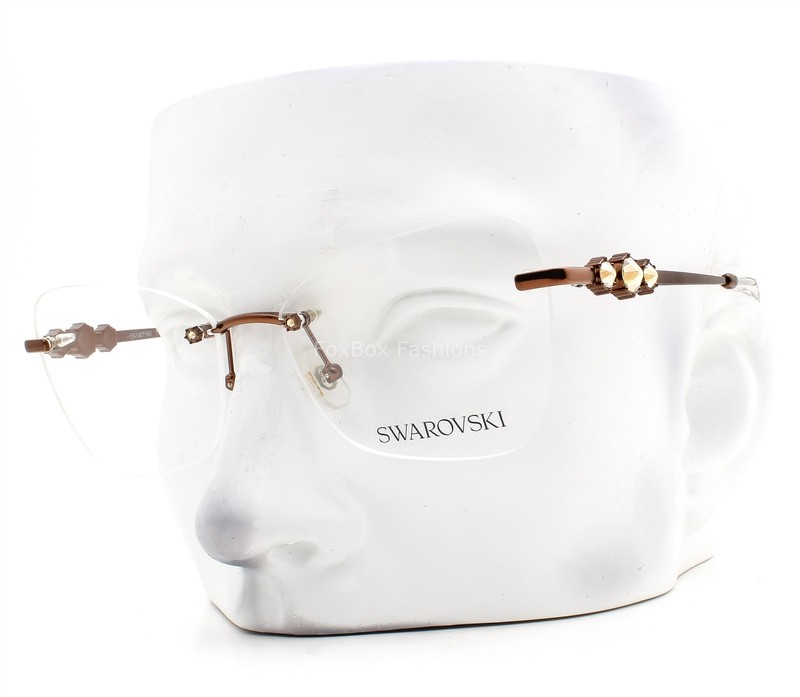 Swarovski Rimless Eyeglasses SK 1014 4002 Glasses Bronze Brown Metal 53mm w/case