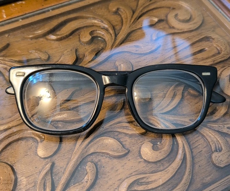 VTG USS 50-22 4 1/2 - 5 3/4 Eyeglasses Frame USA Men Military Issued 1970s Black gallery