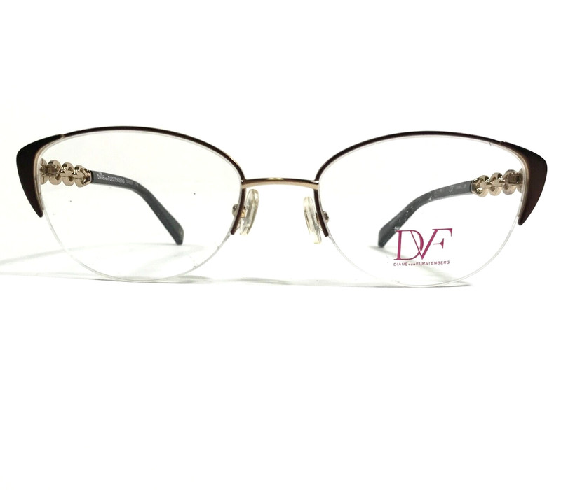 Diane Von Furstenberg Eyeglasses Frames DVF8037 718 Brown Gold Round 51-18-135