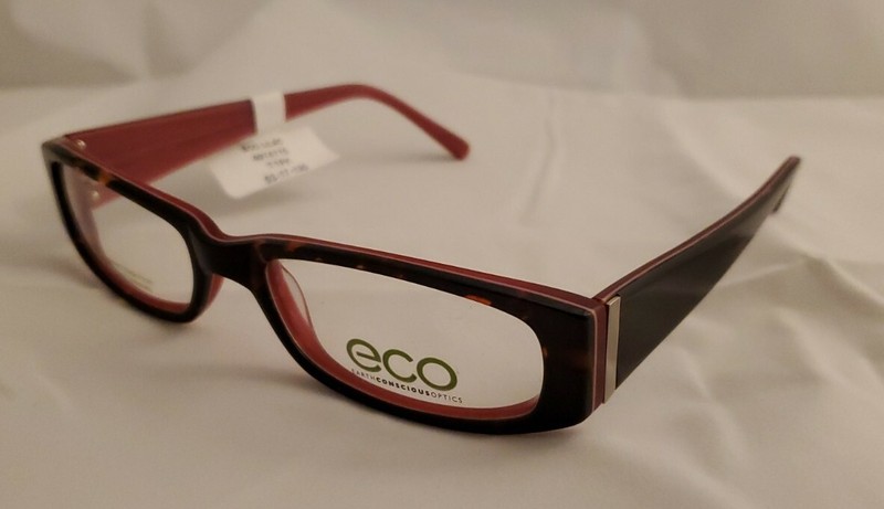 Womens Eco LILAC Rectangular Eyeglass Frames 53-17-135 PINK TORTOISE