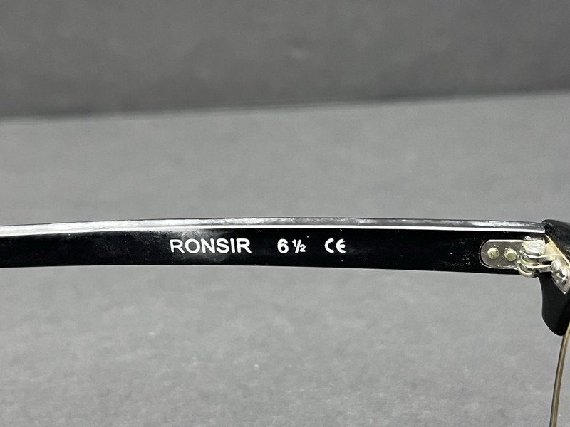 Shuron Ronsir Size 6 1/2" Eyeglasses Black Silver Taper Side Oval Half Rim 54-22 gallery