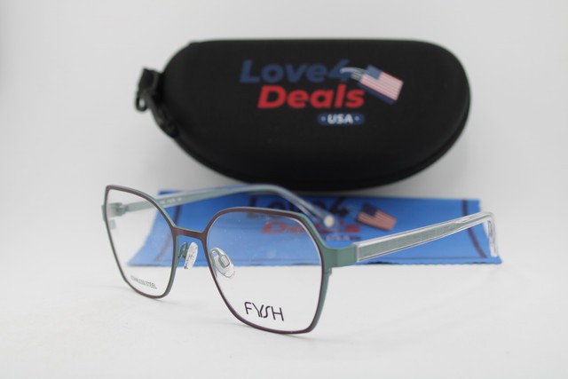 NEW FYSH 3752 M207 CLEAR PRUPLE BLUE GUNMETAL AUTHENTIC EYEGLASSES 52-18