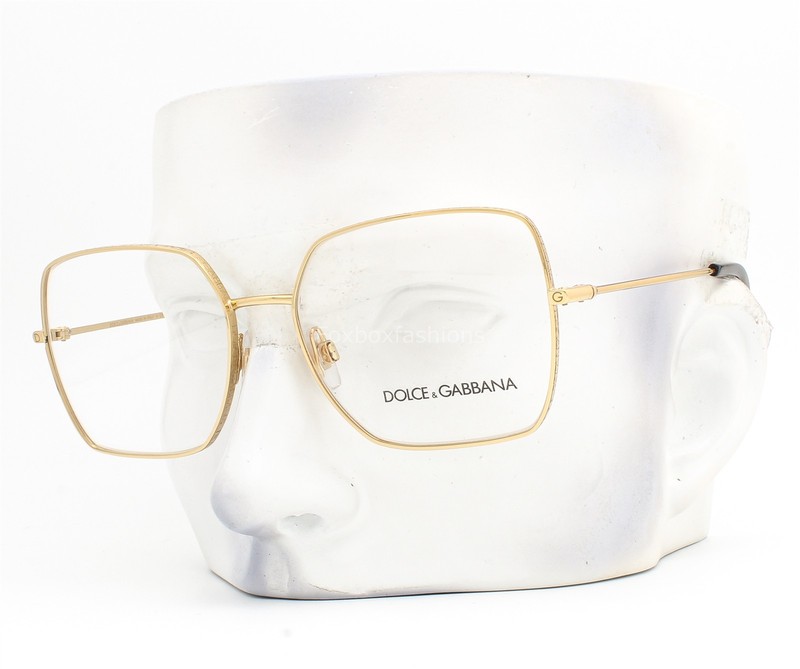 Dolce Gabbana Eyeglasses Glasses DG 1323 02 Gold Logo Printed Rim 54mm w/case
