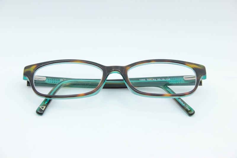 Primary 1065 Tortoise Aqua Petit Rectangle Eyeglasses Frames 50-16-135 gallery