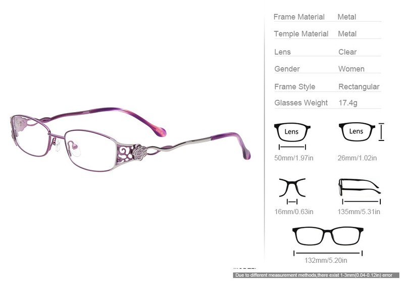 Designer Fashion Women Metal Full Rim Eyeglassses Frames Optical Eyewear RX Able gallery