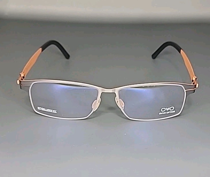 OVVO Optics 2857 Graphite/ Tangerine Handmade Titanium Eyeglass Frame 53/15/140