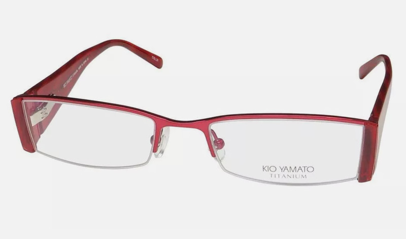 KIO YAMATO KT-287U 31 SHINY BURGUNDY RED TITANIUM EYEGLASSES JAPAN 52-18-142 MM