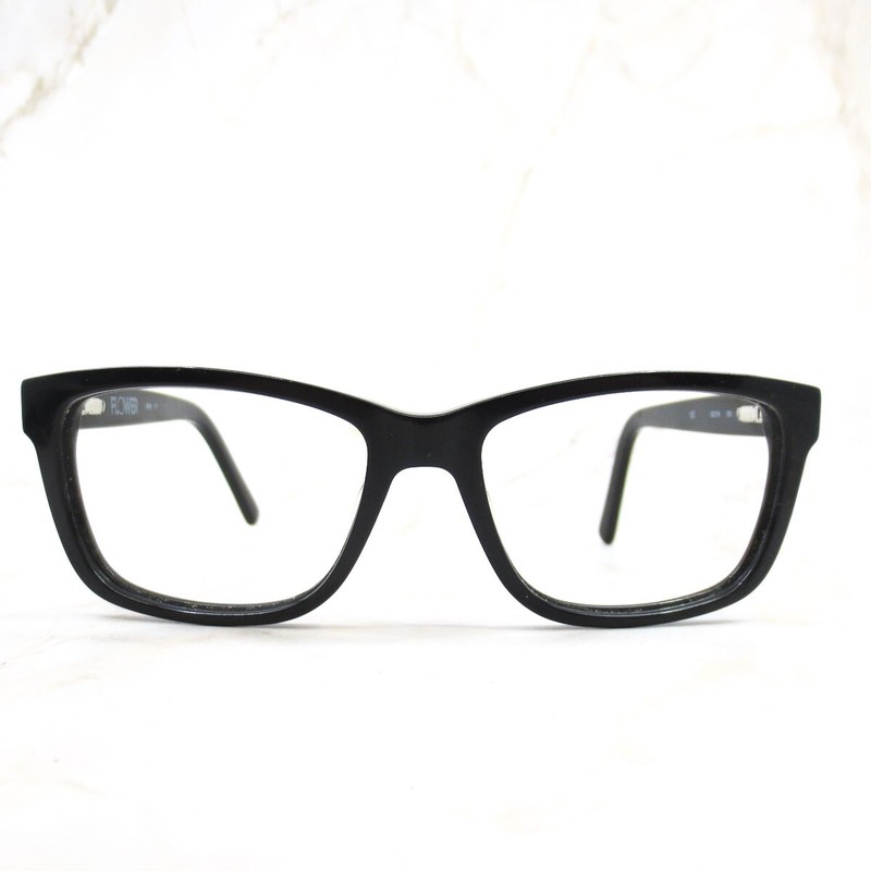 Flower Eyeglasses Frame 6005-001 Unisex Black Plastic Full Rim Square 52-16-135