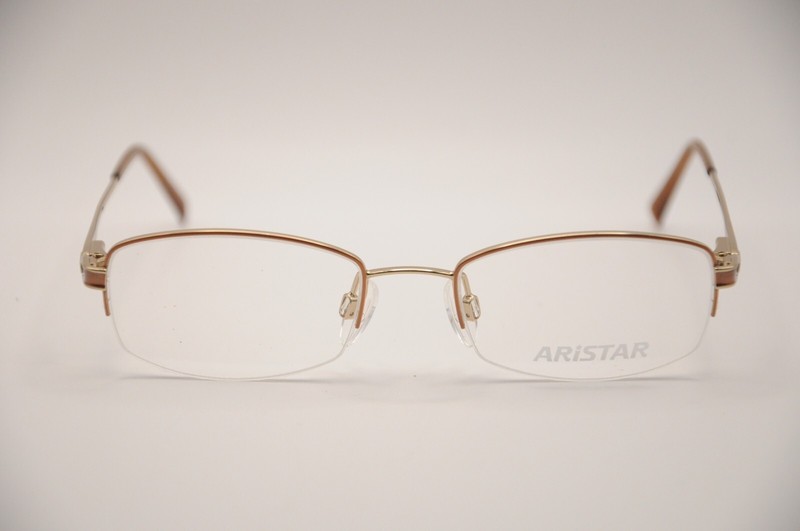 ARISTAR AR16307 RECTANGLE HALF RIM EYEGLASS FRAMES GOLD 49-18-135 NEW