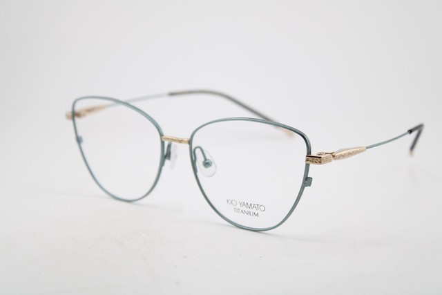 NEW KIO YAMATO KT-556U COL. 02 LIGHT BLUE BLACK GOLD AUTHENTIC EYEGLASSES 56-15